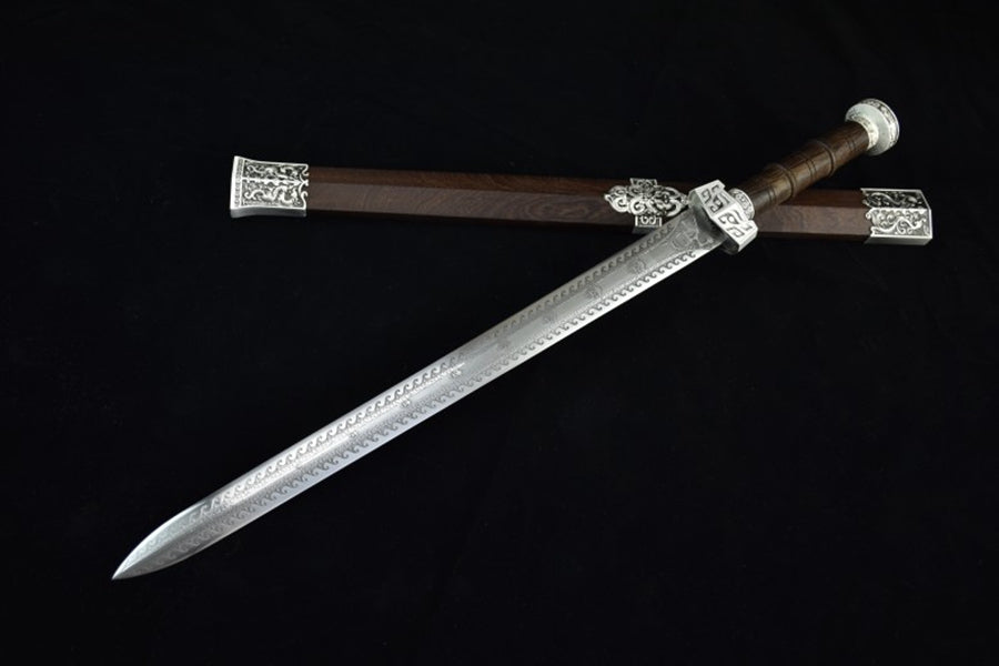 C17 SKULL WARRIOR Chinese Han Dynasty Jian Sword Hadfield Steel Double-edged Sword