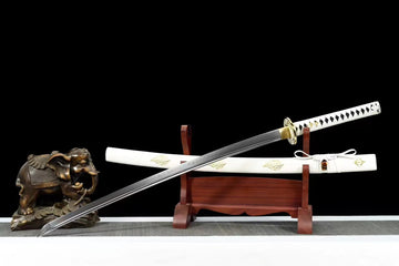 K07 ICY WARRIOR Handmade Katana T10 Steel Golden Leaves Full Tang Battle Ready