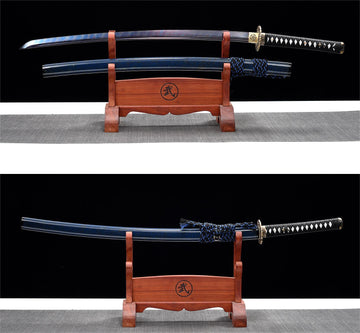 K11 Indigo Ink Floral Dance Hand Forged Katana Damascus Blade Handmade Katana