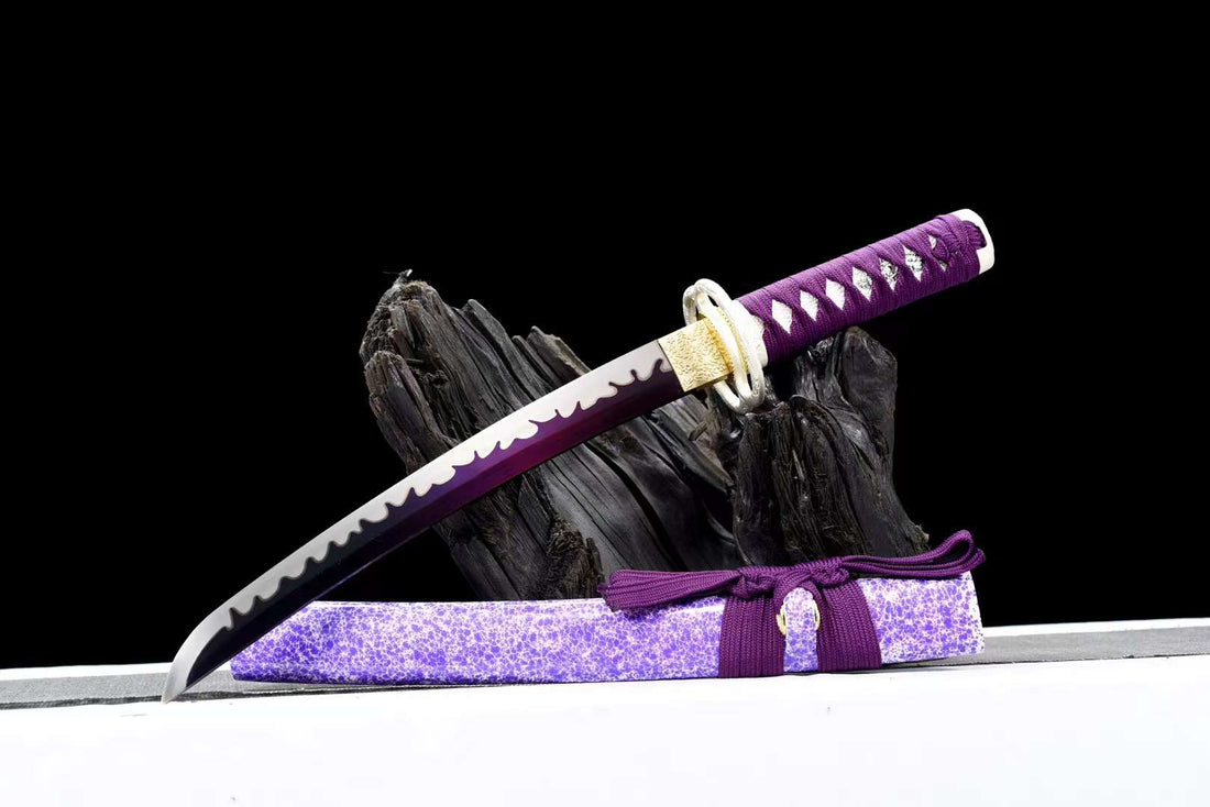 W14 AMETHYST WAVE Handmade Maganese Steel Wakizashi Battle Ready