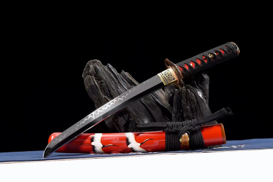 W15 VERMILION CRANE KNIFE Handmade T10 Steel Wakizashi Battle Ready